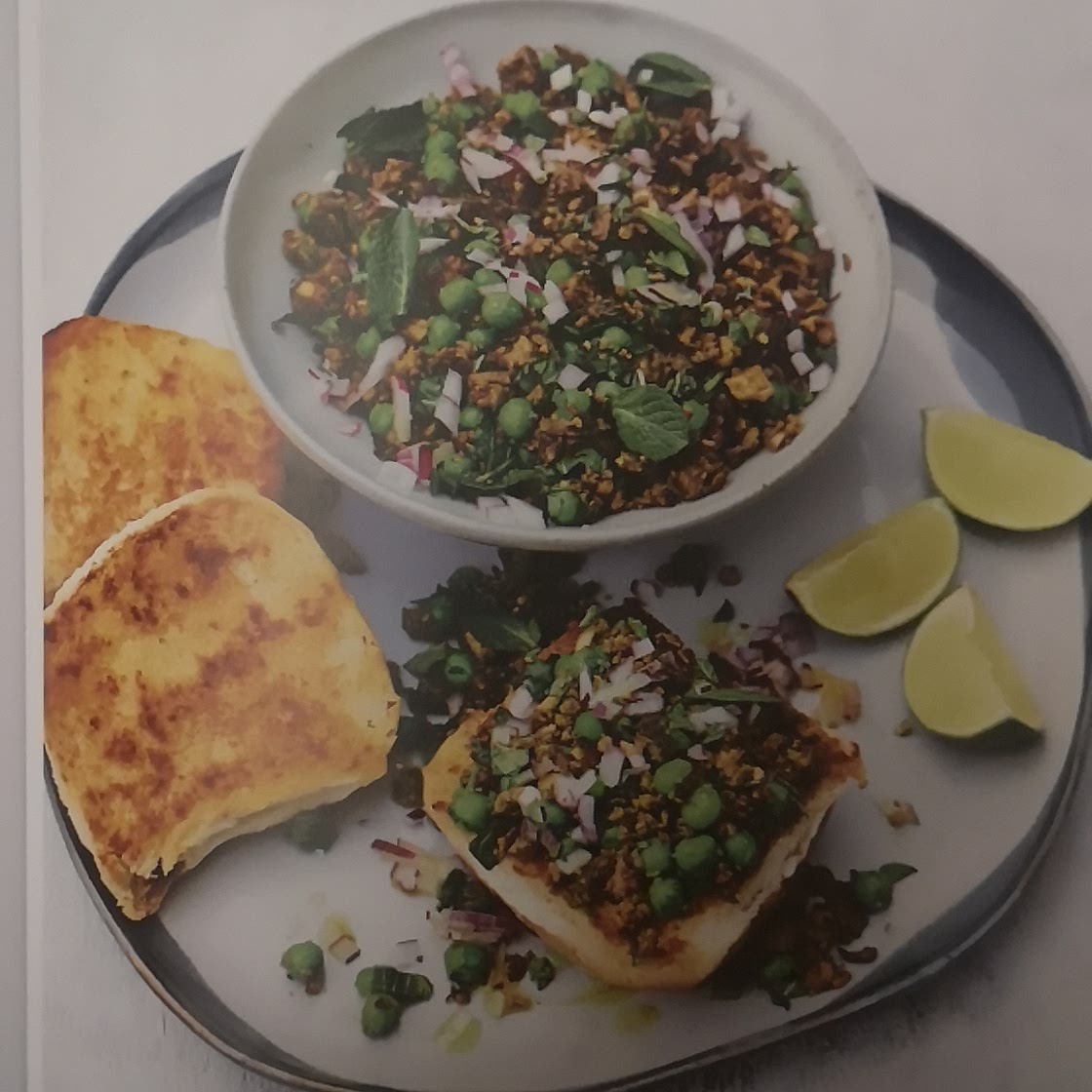 Smoked tofu, mushroom and almond kheema