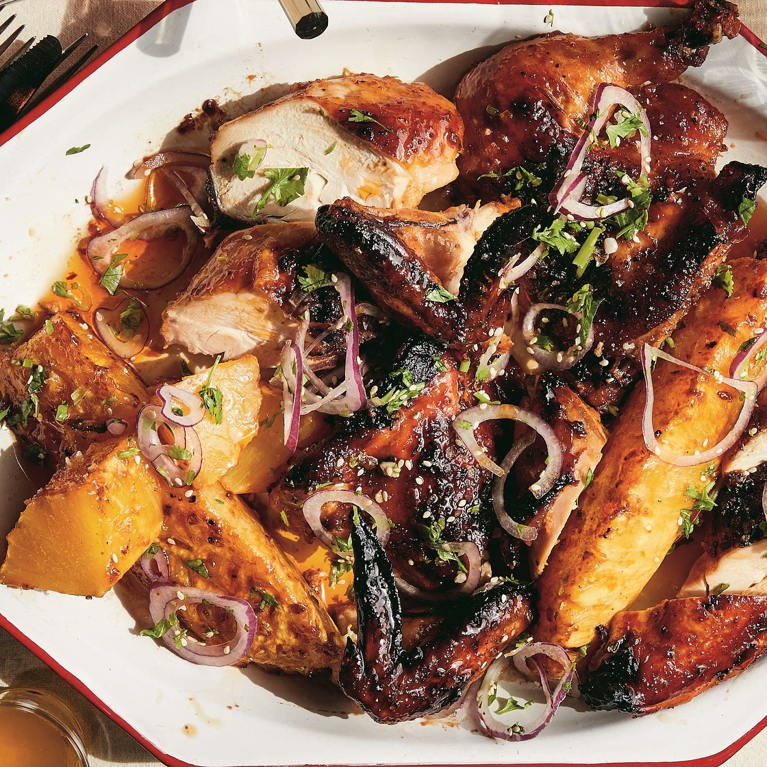 Sticky Chili Chicken with Hot-and-Sour Pineapple Recipe