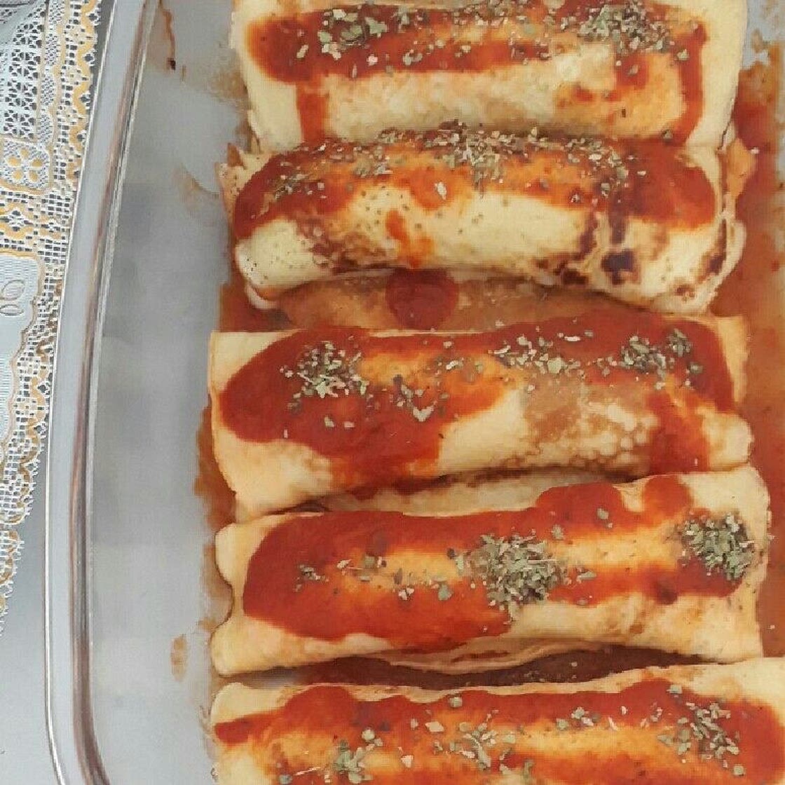 Panqueca de frango desfiado