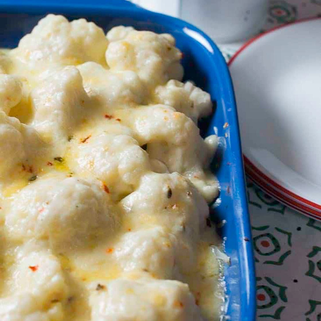 Baked Cauliflower Gratin with Pepper Jack Cheese