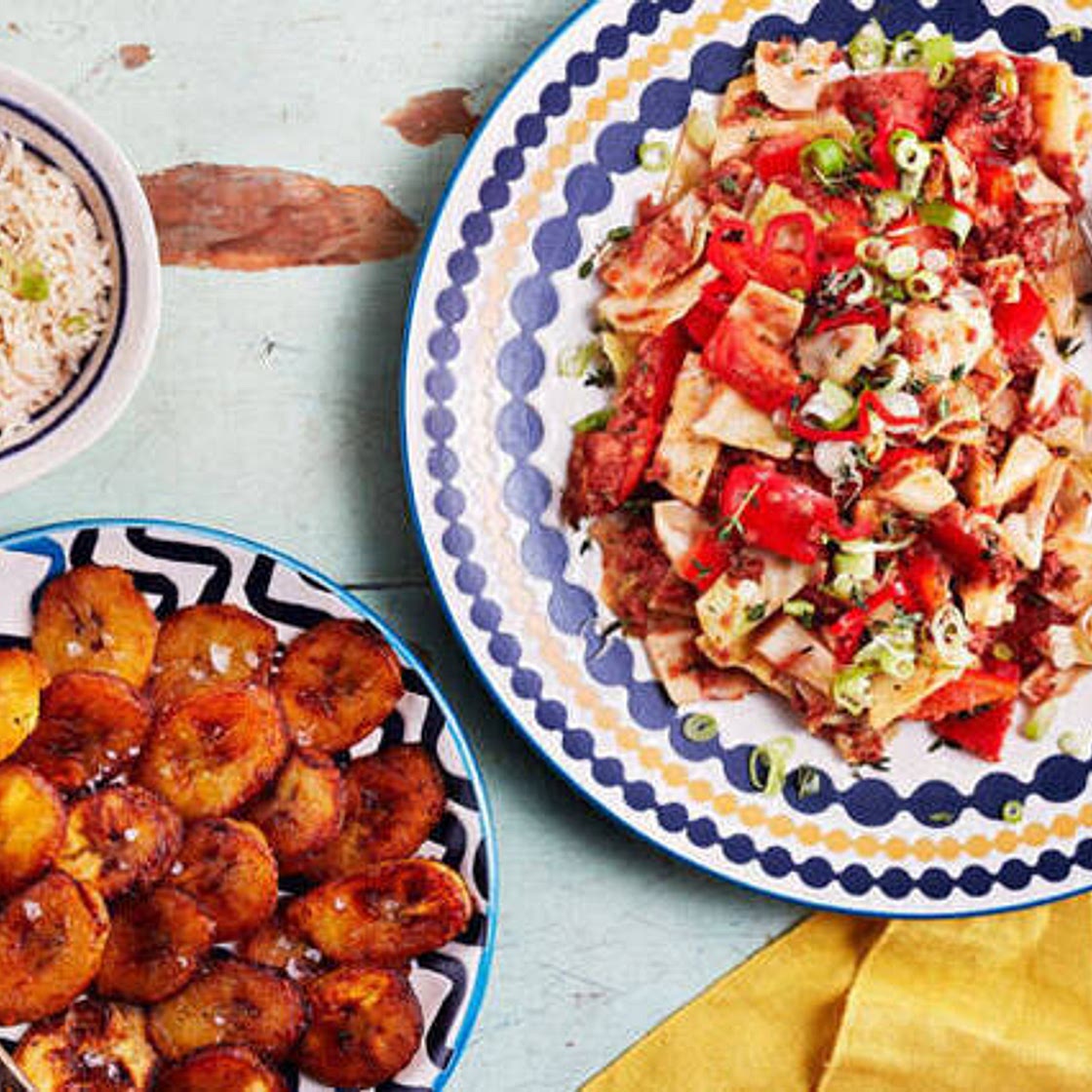 Jamaican-style Bully beef with fried plantain
