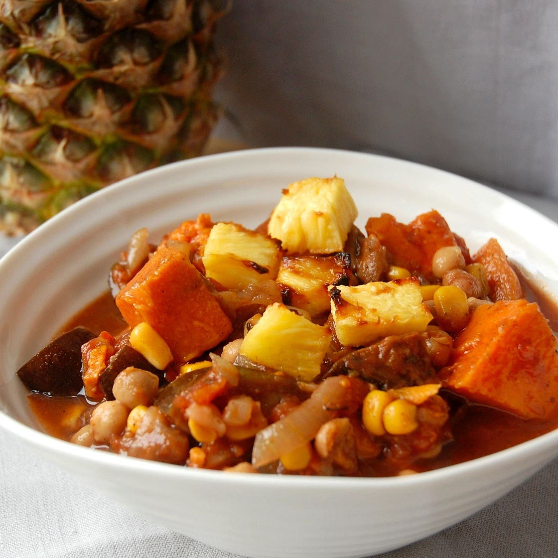 Antiguan Slow-Cooker Casserole with Grilled Pinapple