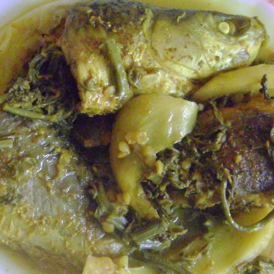 Fish curry with fiddlehead ferns and elephant apple | Dhakia aru ou tengar logot masor aanja