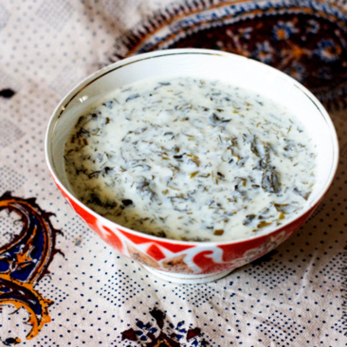 Yogurt Soup with Fresh Herbs and Chickpeas (Dovgha) | AZ Cookbook