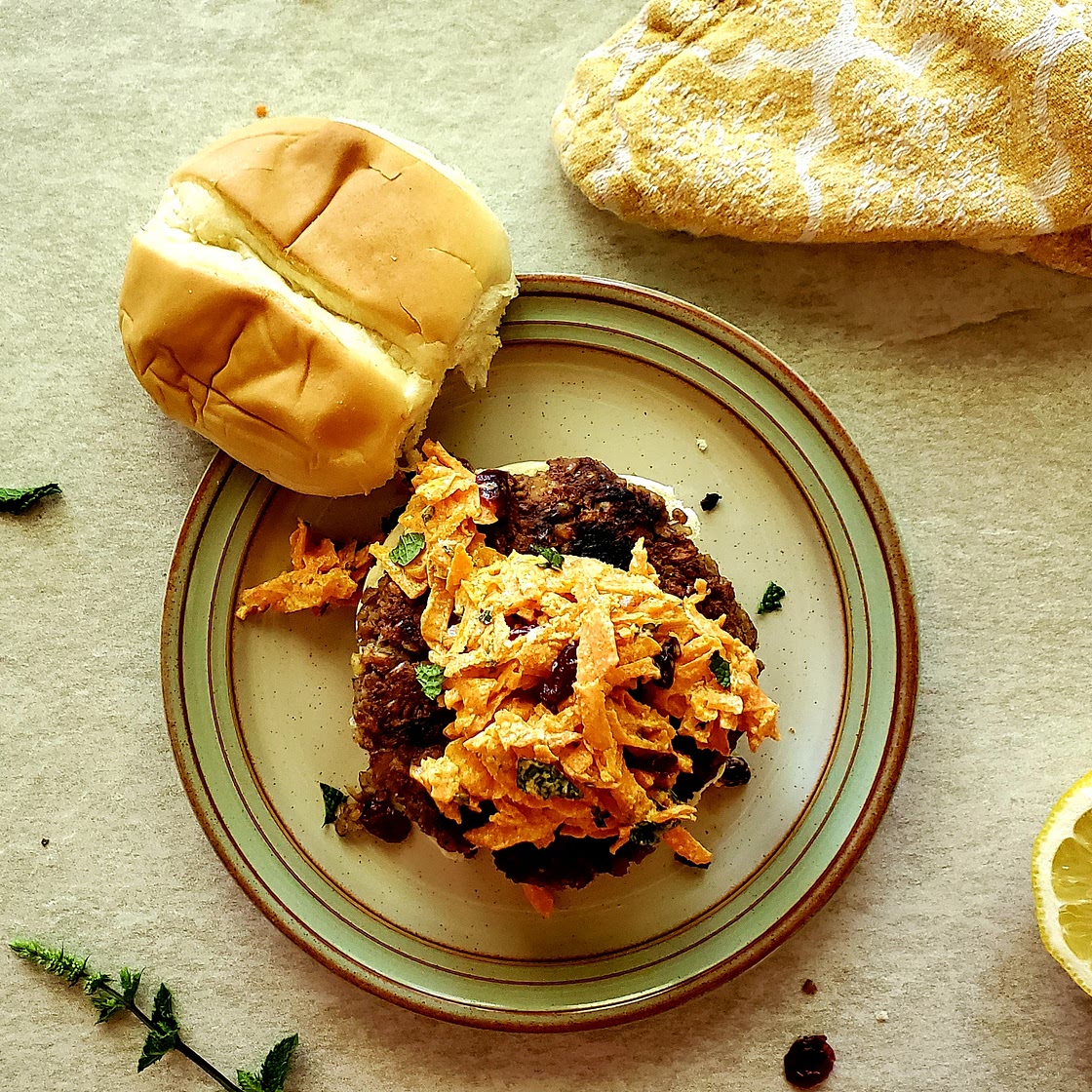 Chickpea Burgers with Mint Tahini Carrot Slaw