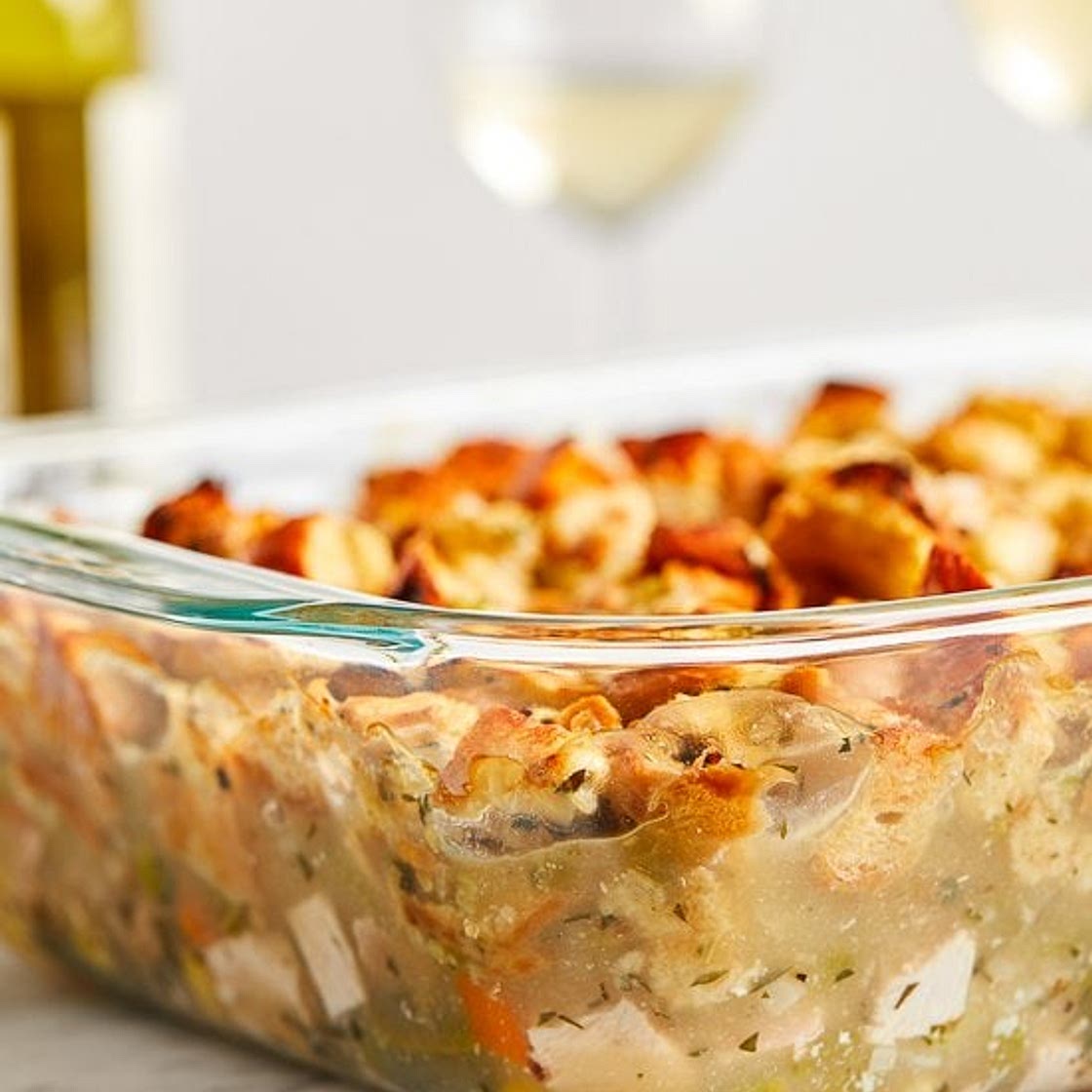 Turkey Pot Pie with Stuffing Crust