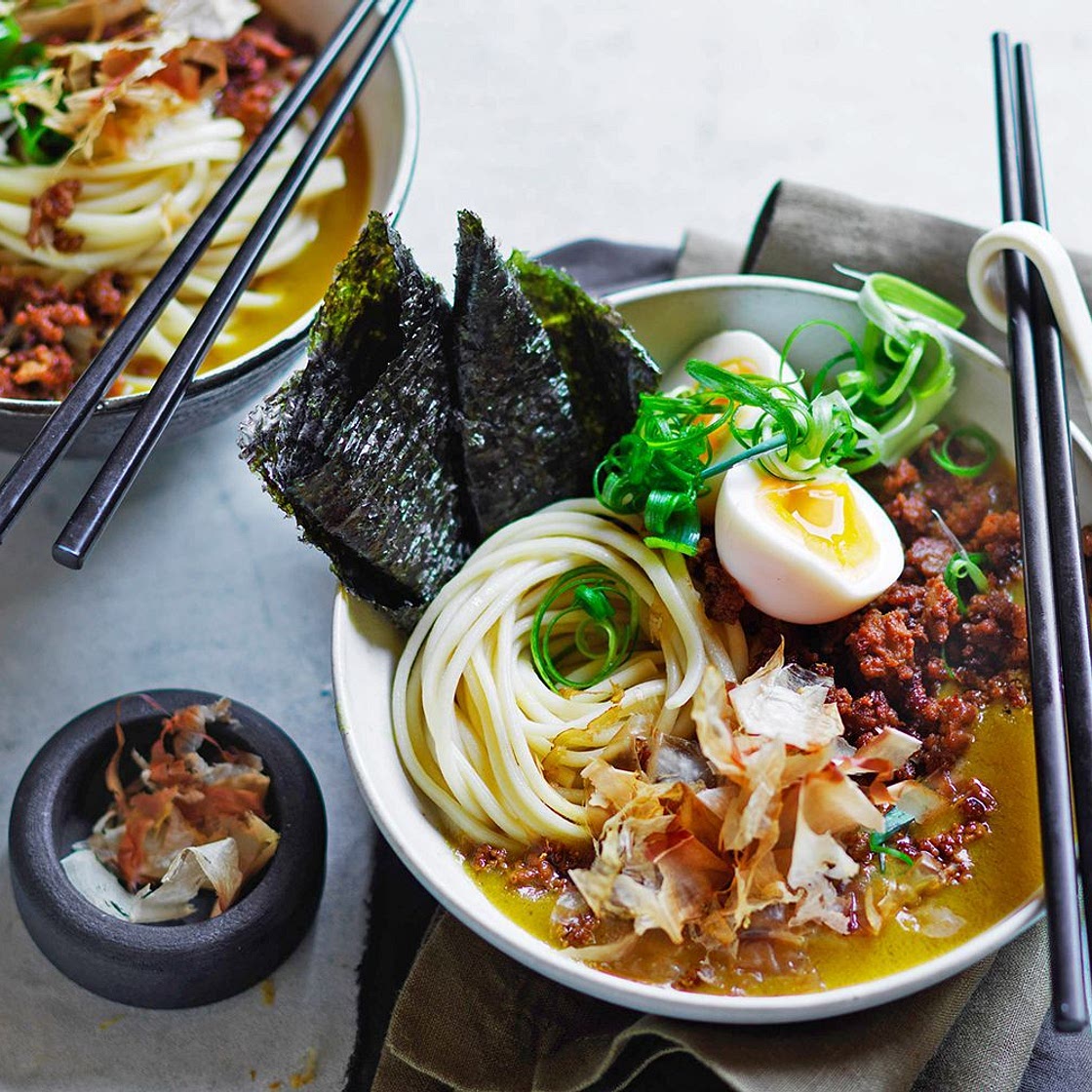 Japanese egg pork curry soup