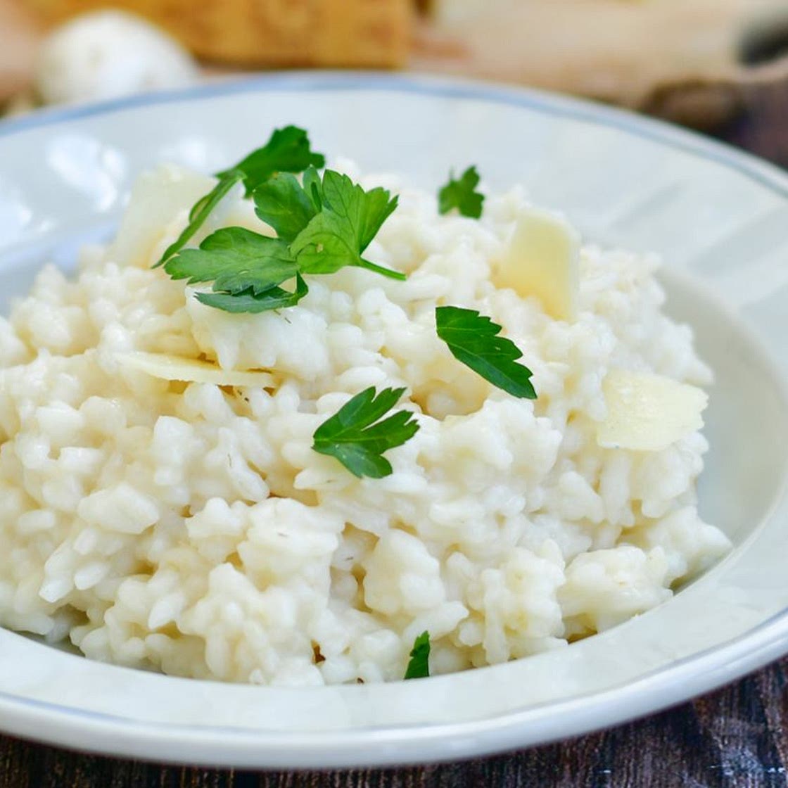 Risoto de provolone com manjericão