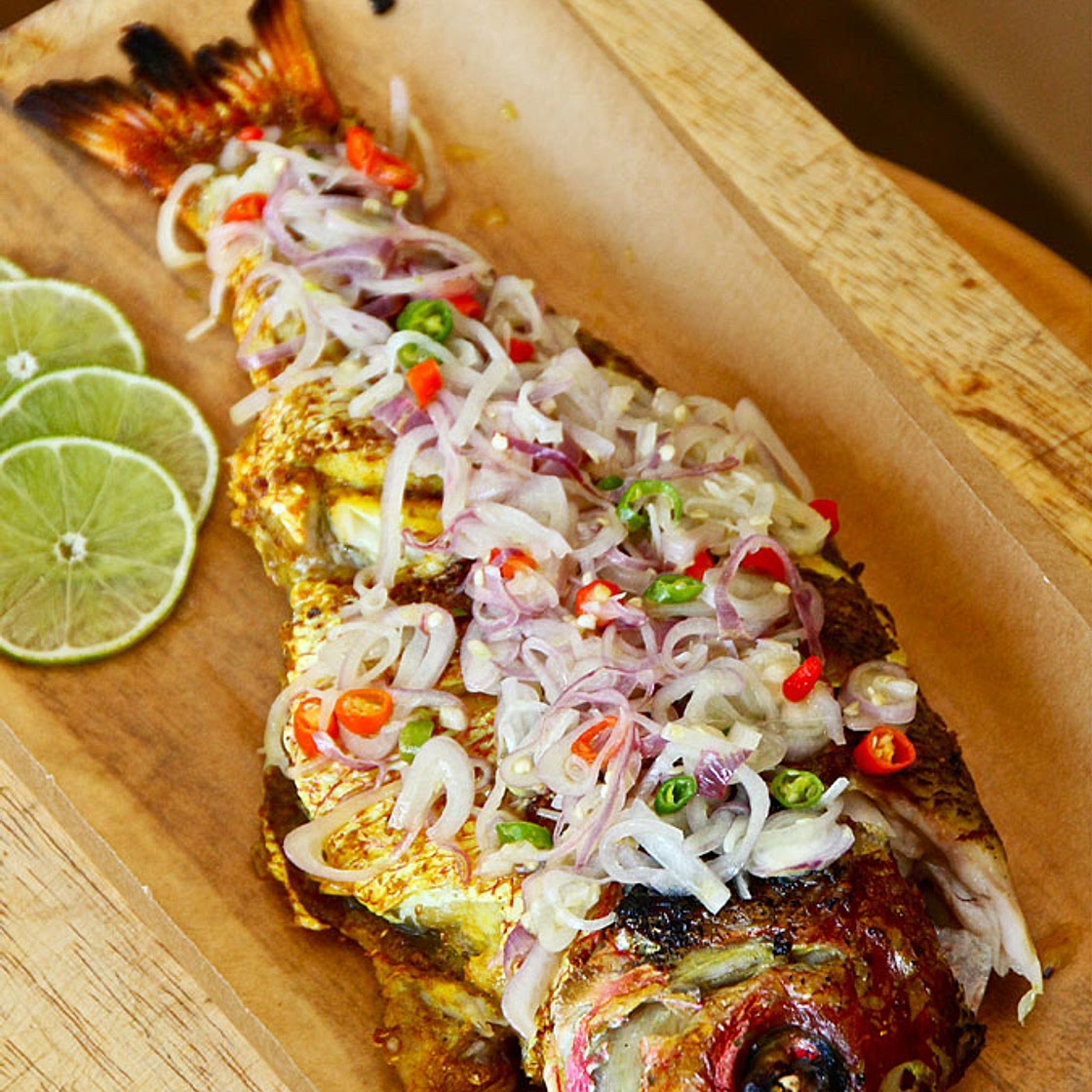 Broiled Red Snapper with Balinese Spicy Lime and Shallots Relish