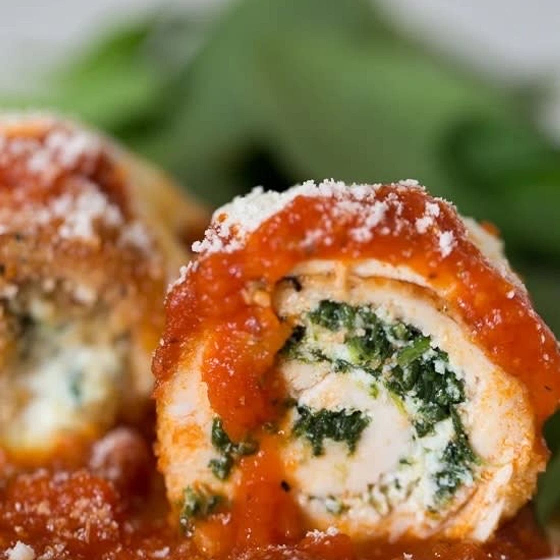 Chicken Rollatini with Spinach alla Parmigiana Skinnytaste