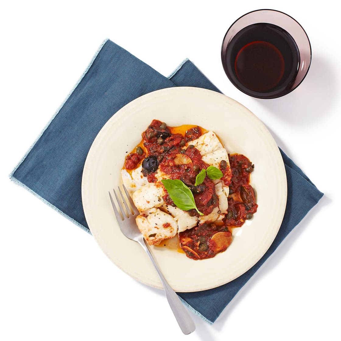 Cod in Puttanesca Sauce