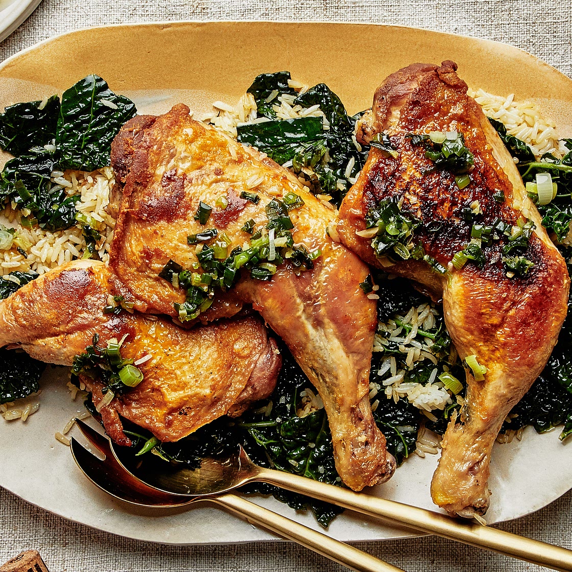 Chicken with Schmaltzy Rice and Kale