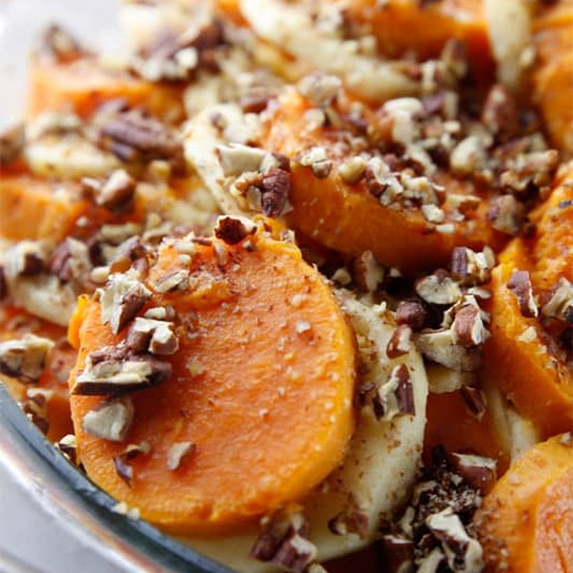 Honey Sweetened Sweet Potato & Apple Casserole