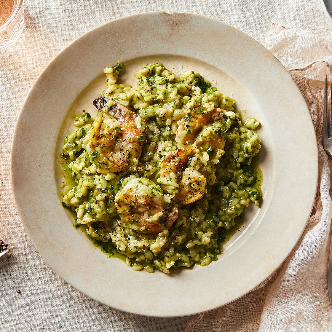 Pesto Risotto With Shrimp