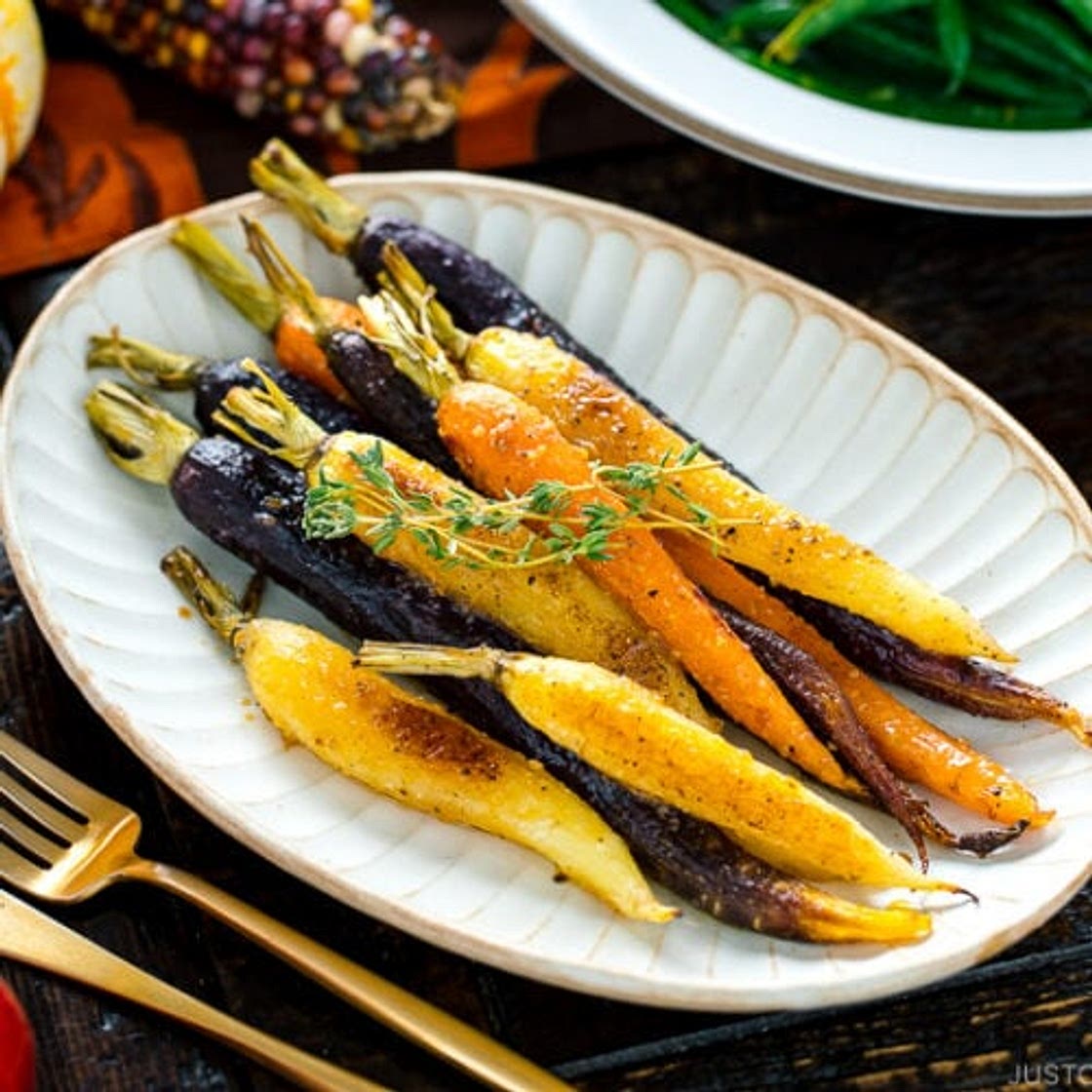 Maple and Miso Glazed Roasted Carrots