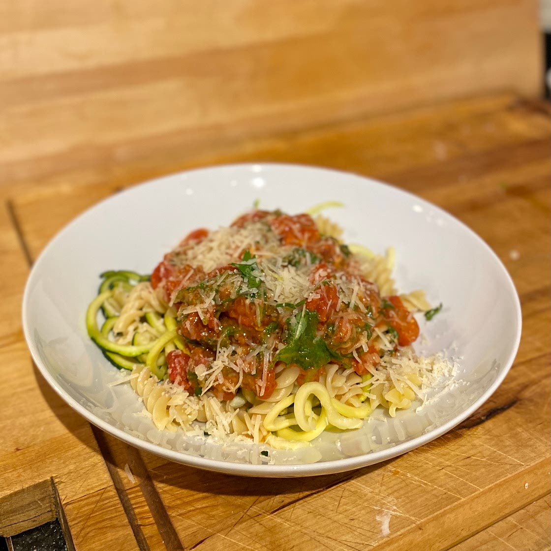 Chorizo Penne Pasta with Rocket and Tomatoes