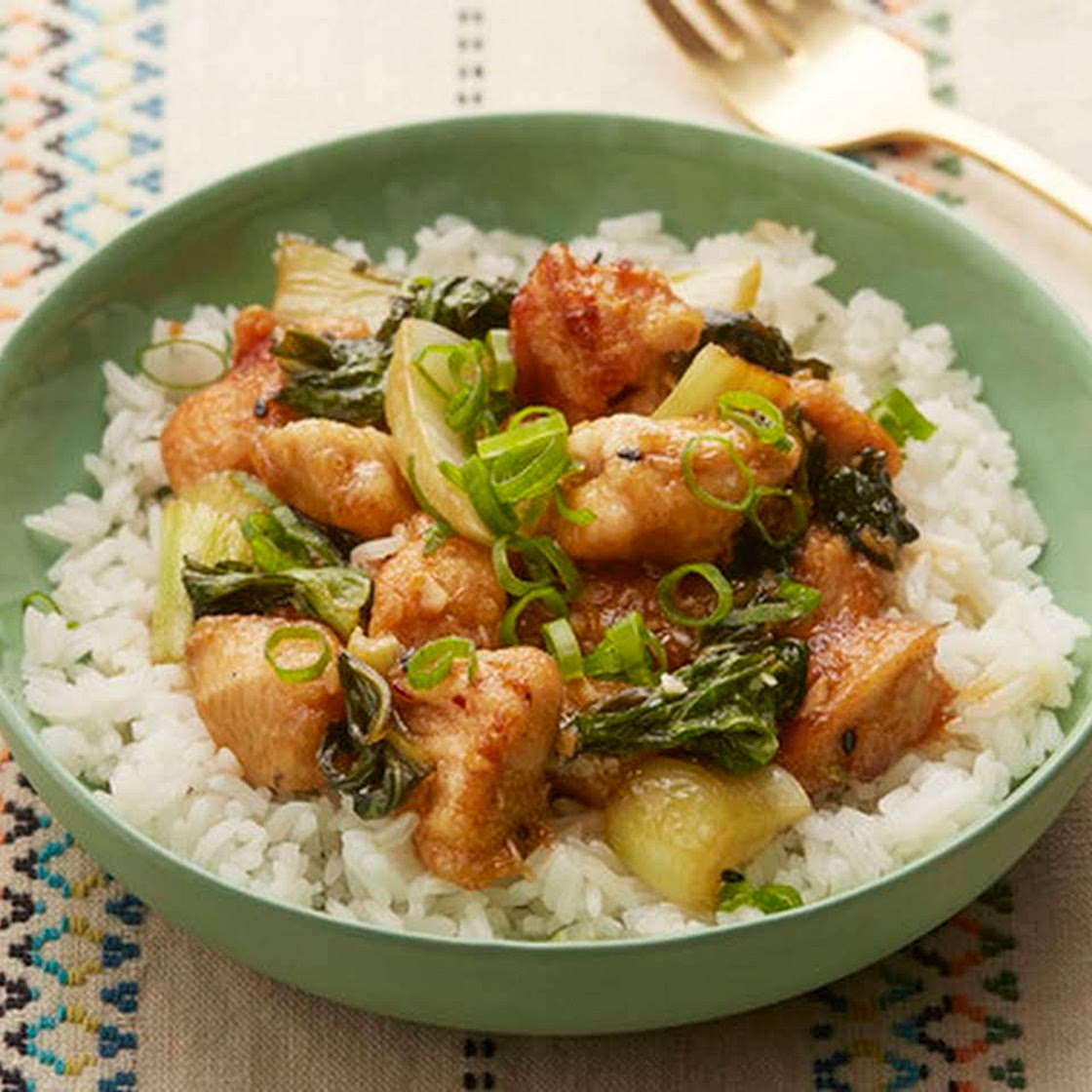 Sesame Chicken with Bok Choy & Jasmine Rice