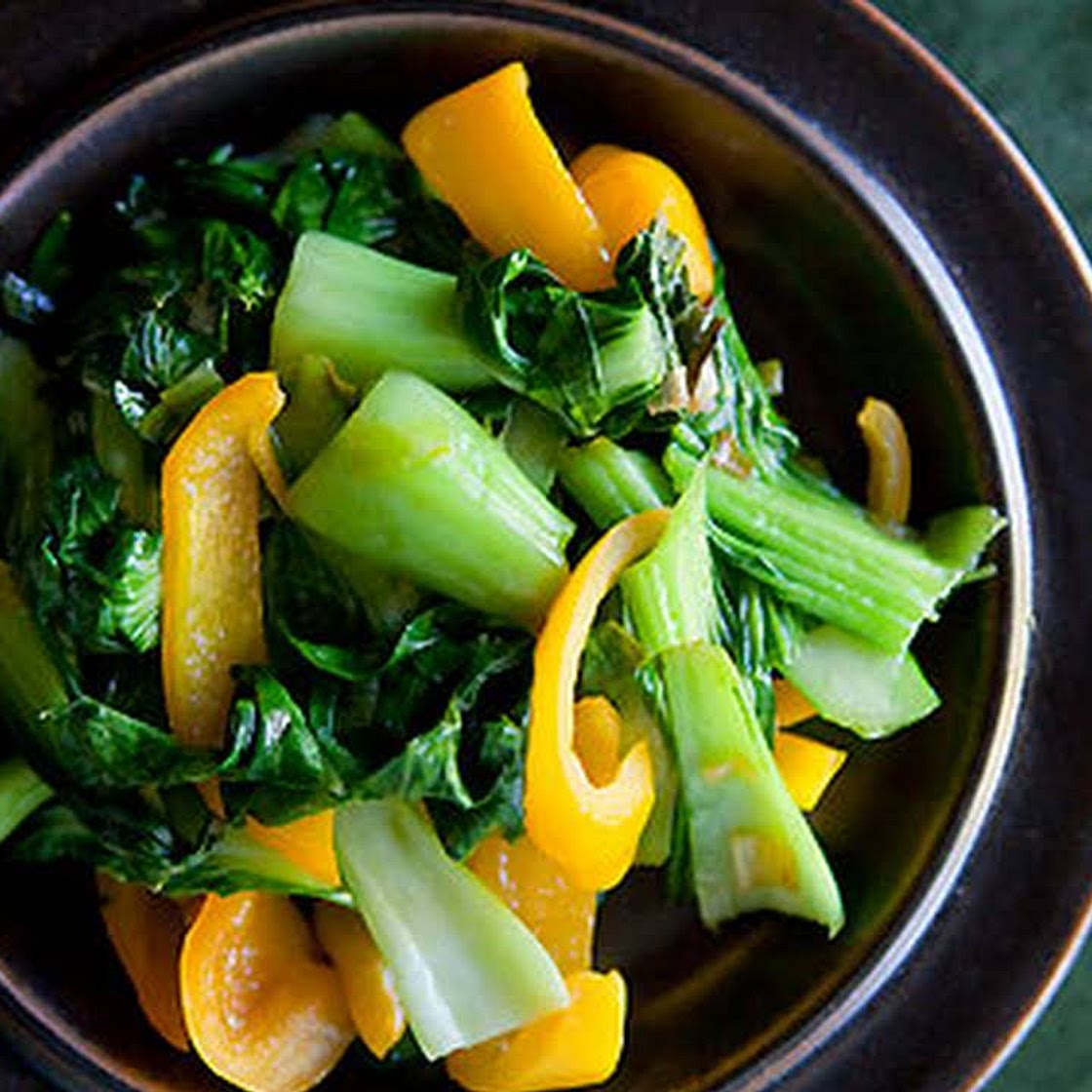 Baby Bok Choy with Yellow Bell Peppers