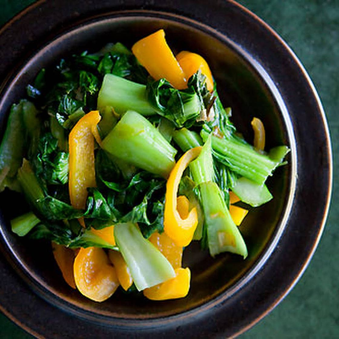 Baby Bok Choy with Yellow Bell Peppers