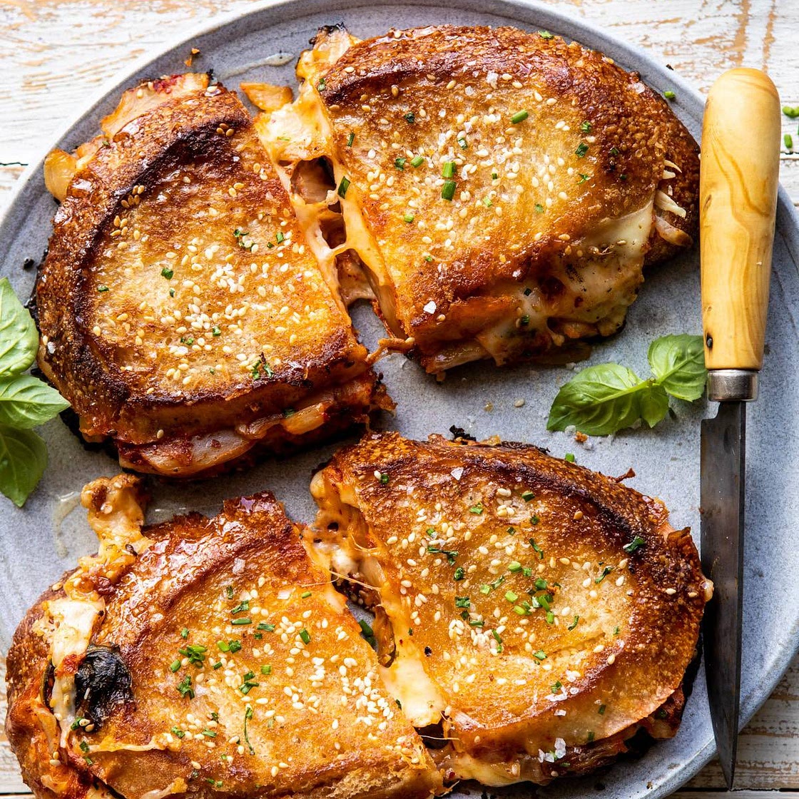 Sesame Butter Kimchi Grilled Cheese