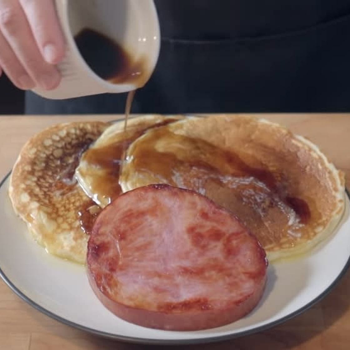 Buttermilk Pancakes, Ham, and Coffee