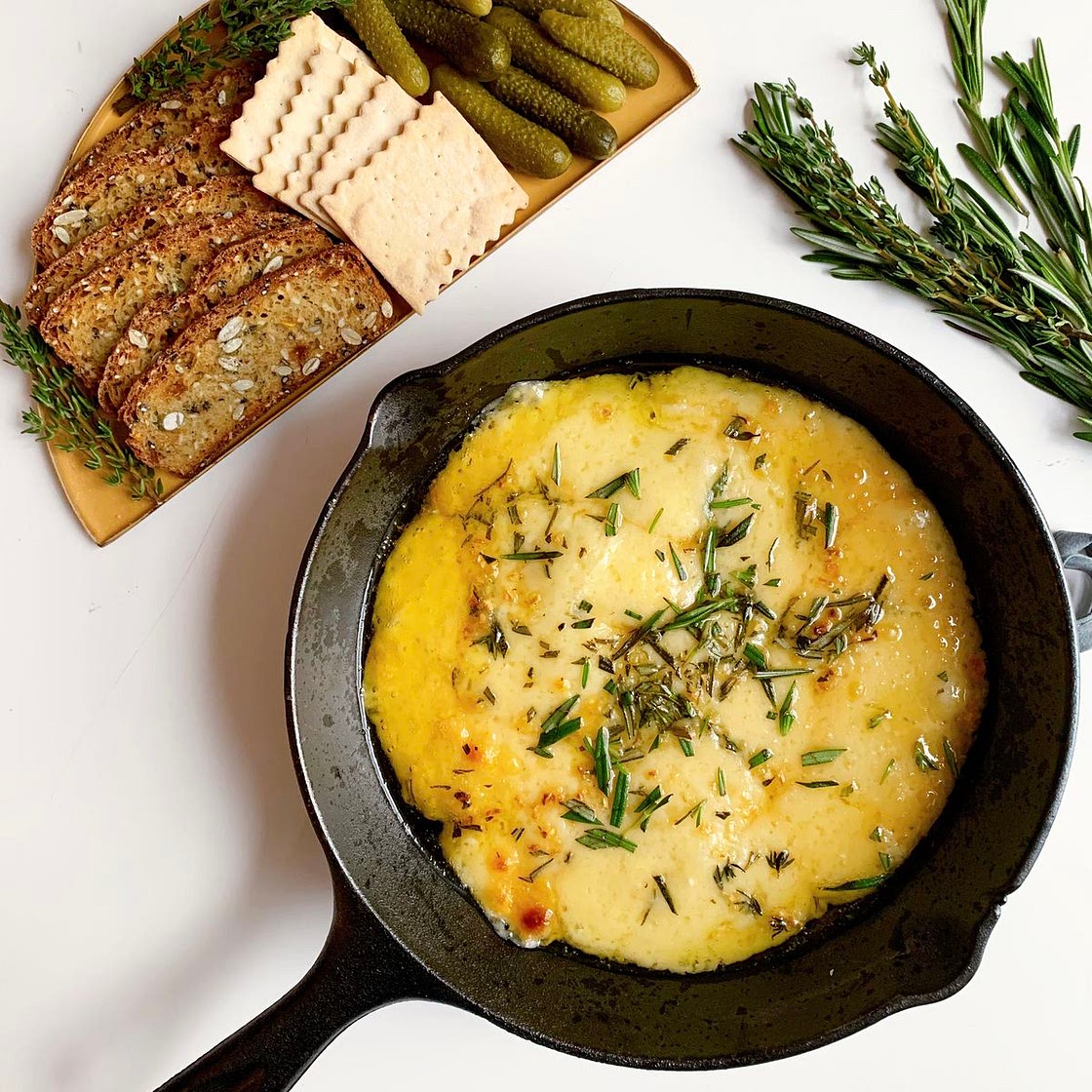 Baked Gruyère With Garlic & Herbs