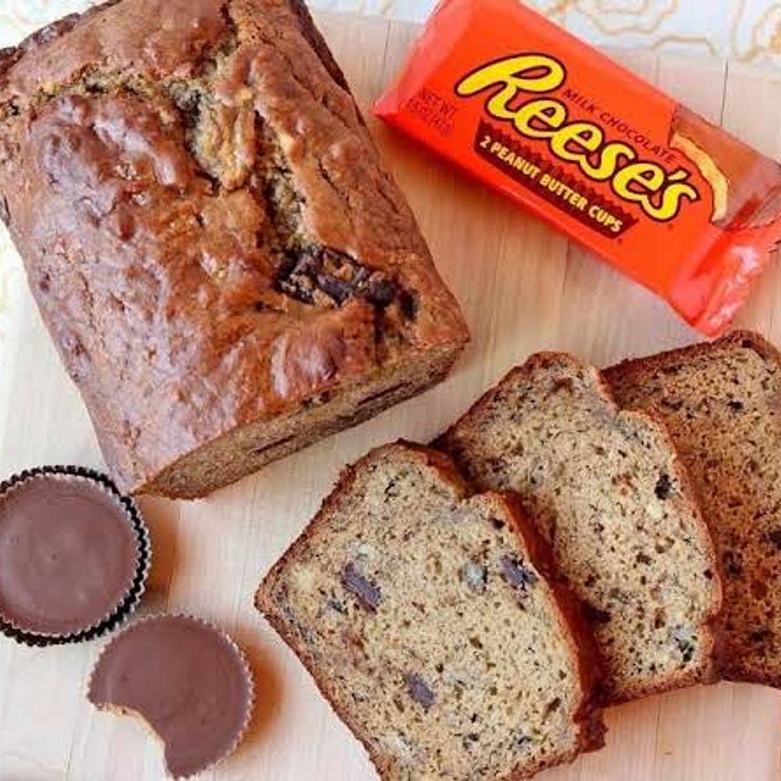 Peanut Butter Cup Banana Bread