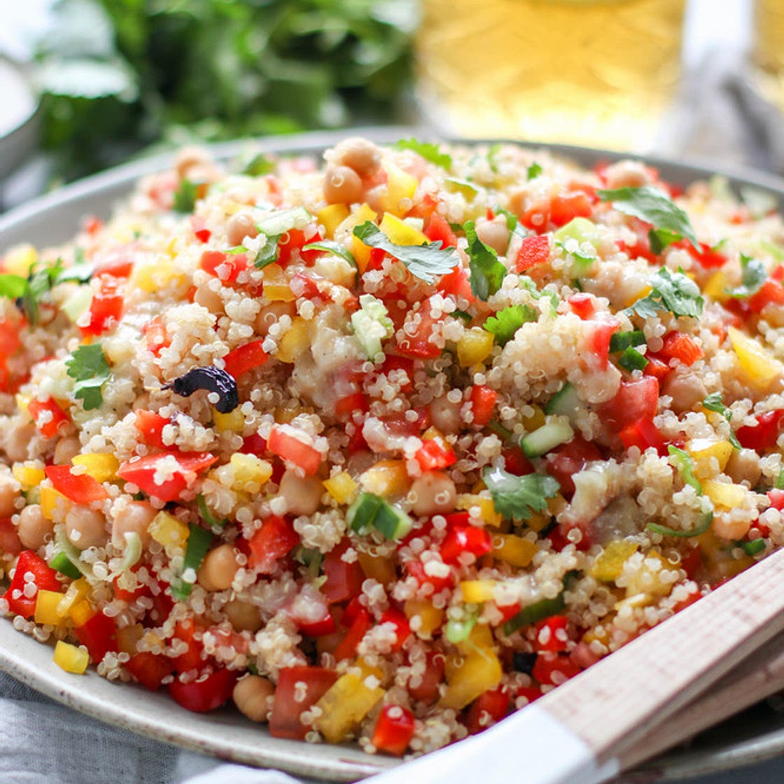 Quinoa & Chickpea Salad with Roasted Garlic Dressing