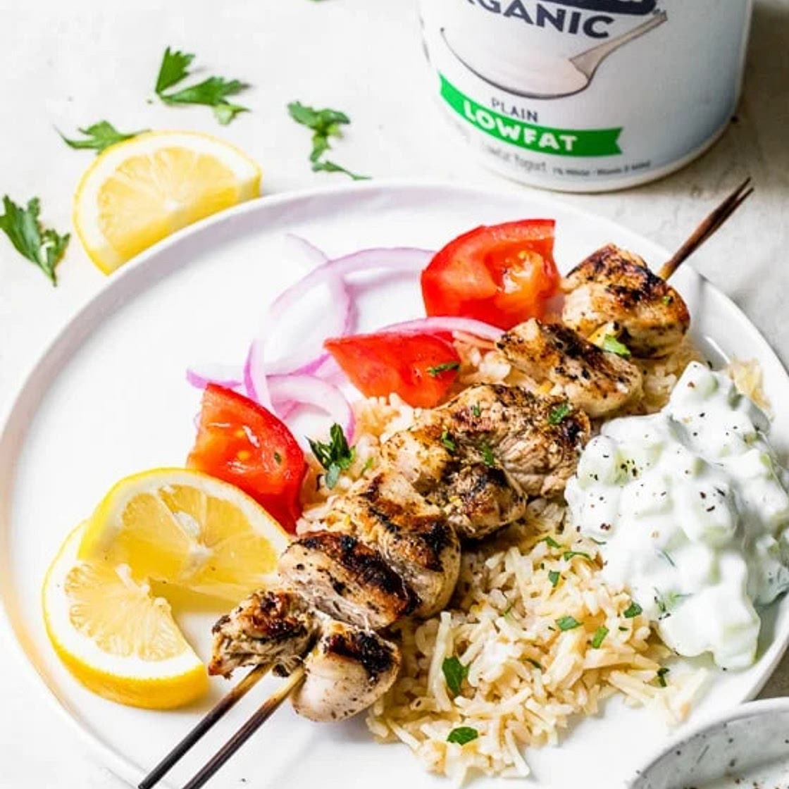Grilled Kabobs with yogurt sauce (2 points 3/4 cup sauce)