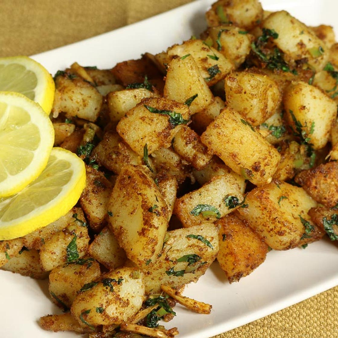 Aloo Chaat (Spicy Potato Snack) - Manjula's Kitchen - Indian Vegetarian Recipes