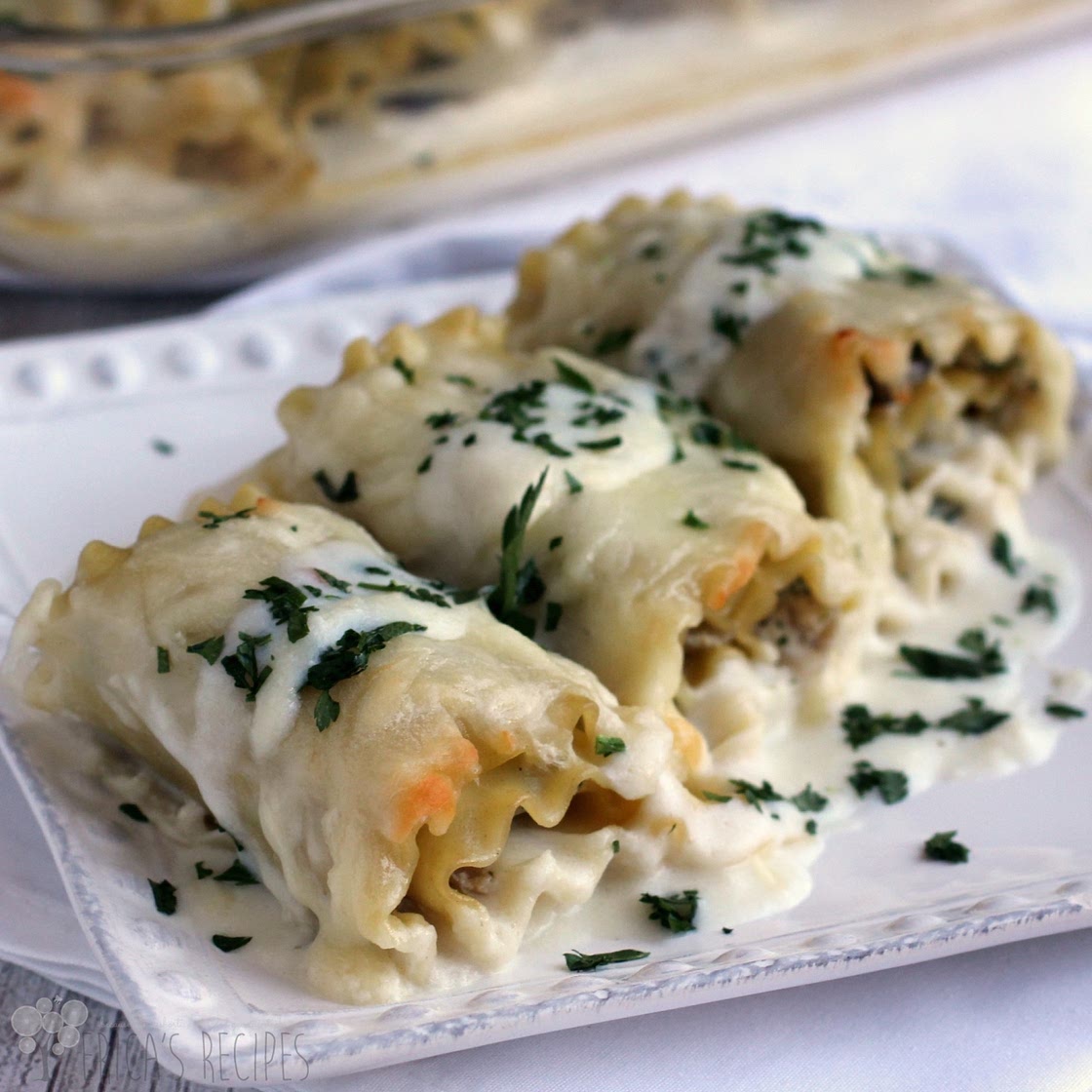 White Chicken and Spinach Lasagna Roll ups