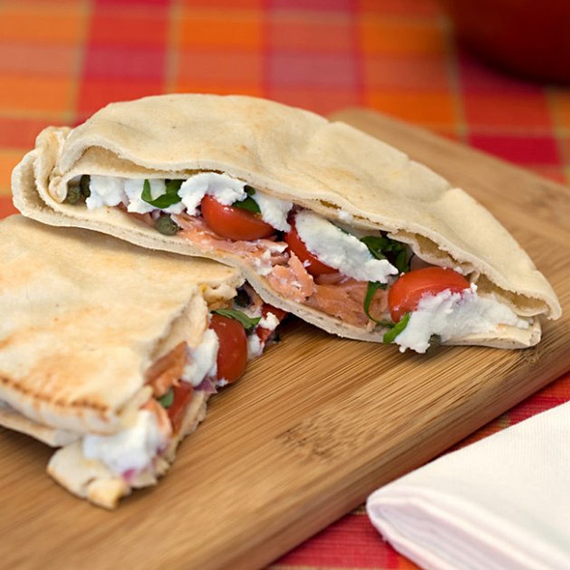 Smoked Salmon Pita With Cheese From Here