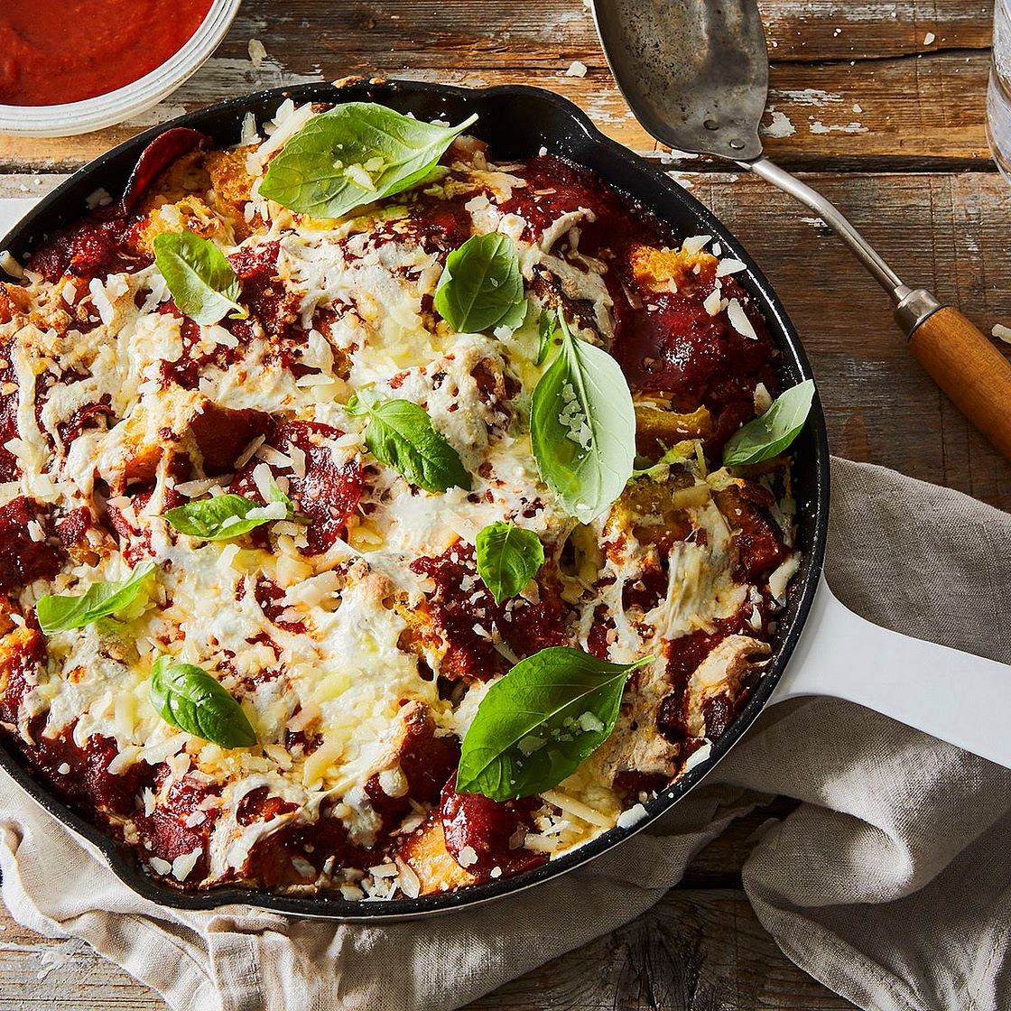Pizza Party Strata With Garlic Bread & Pepperoni