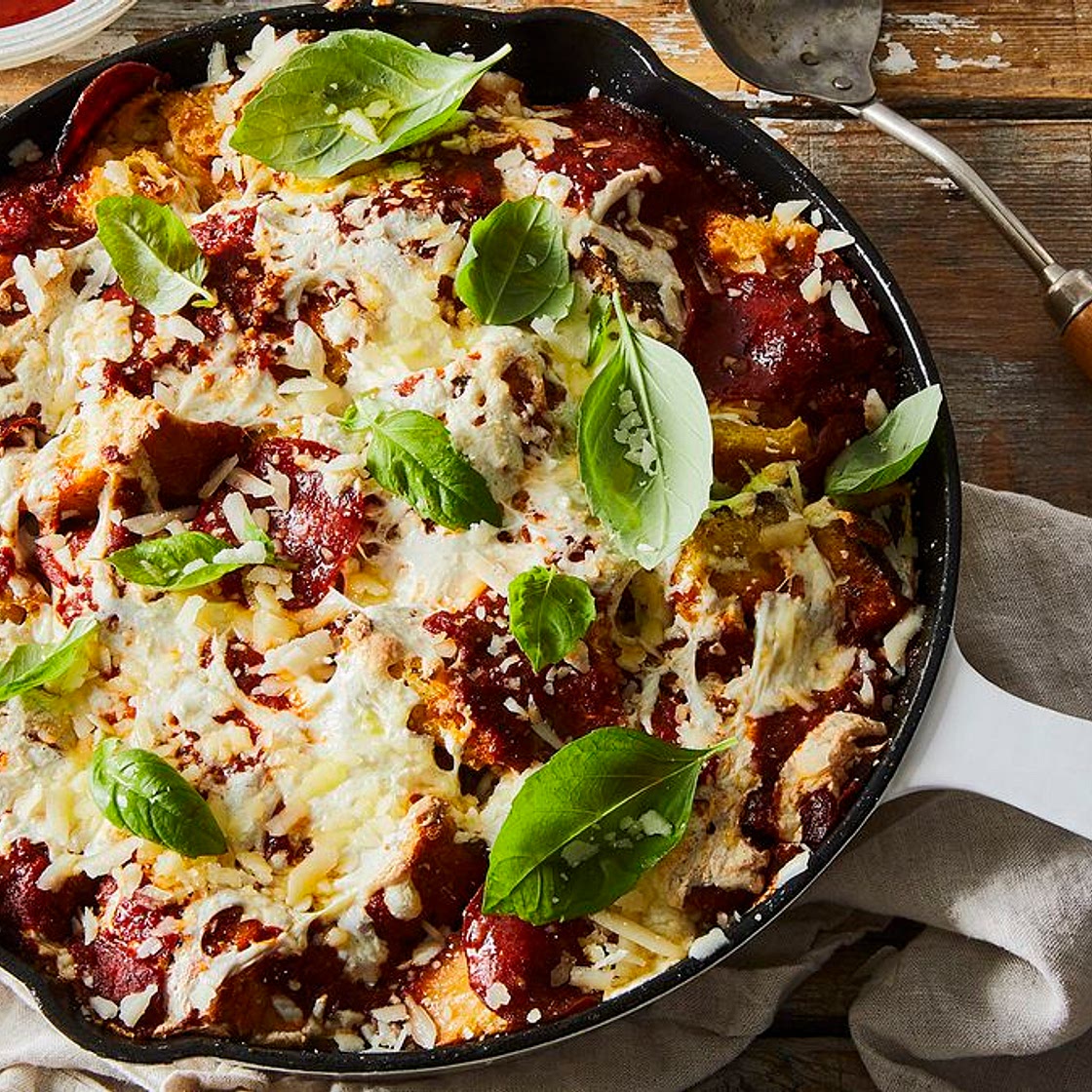 Pizza Party Strata With Garlic Bread & Pepperoni