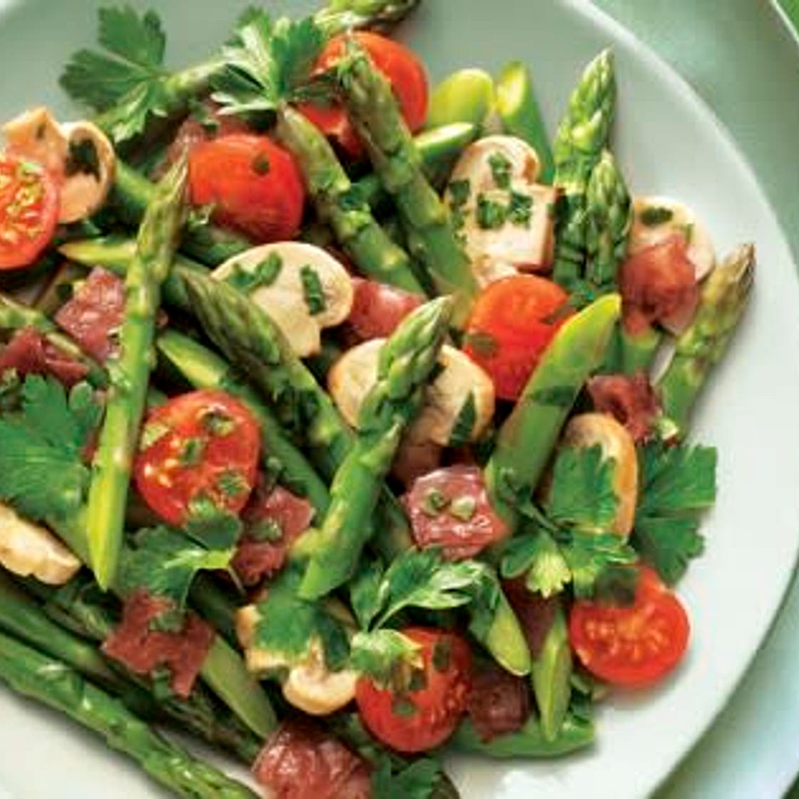 Asparagus with Mushrooms & Ham
