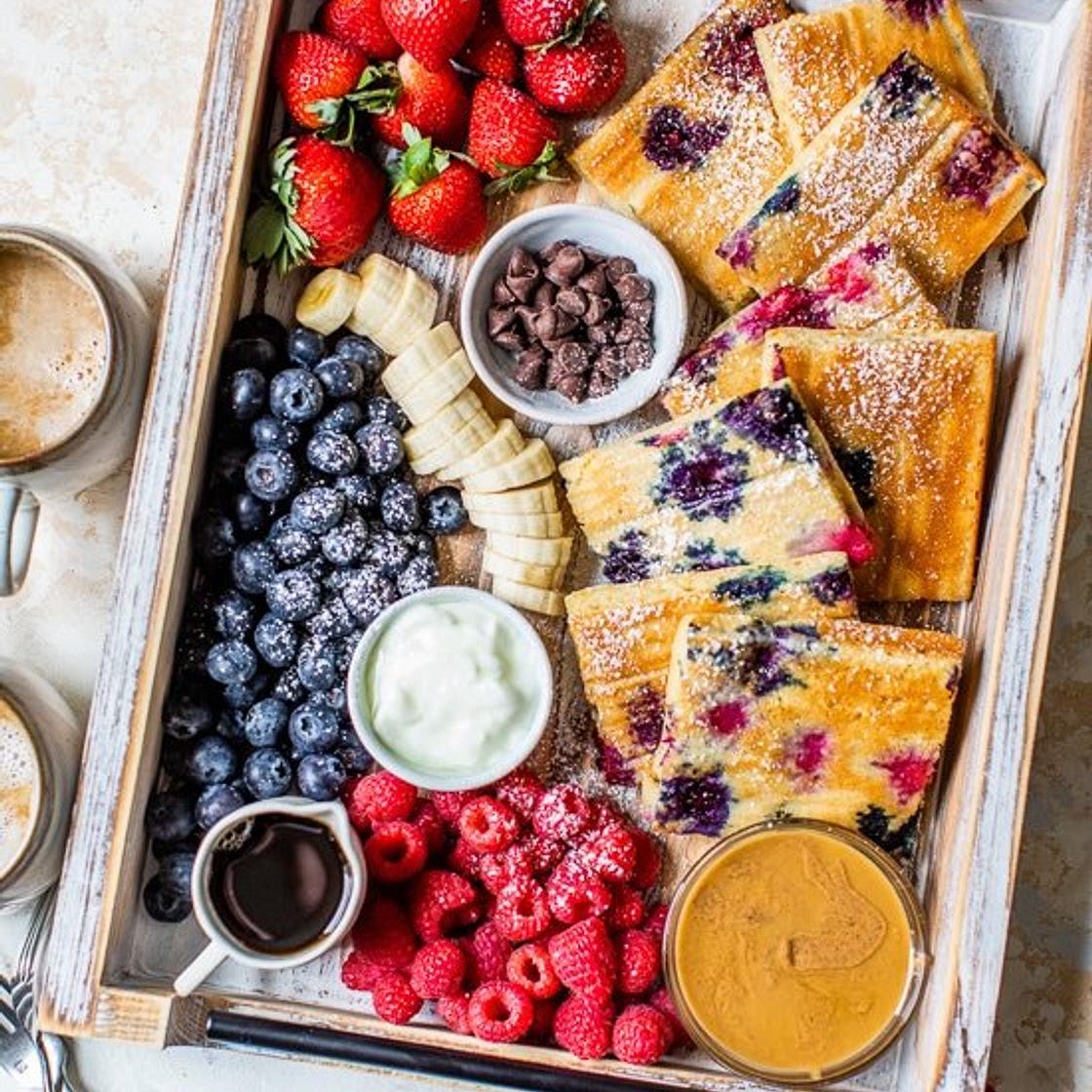 Yogurt Sheet Pan Pancakes with Berries
