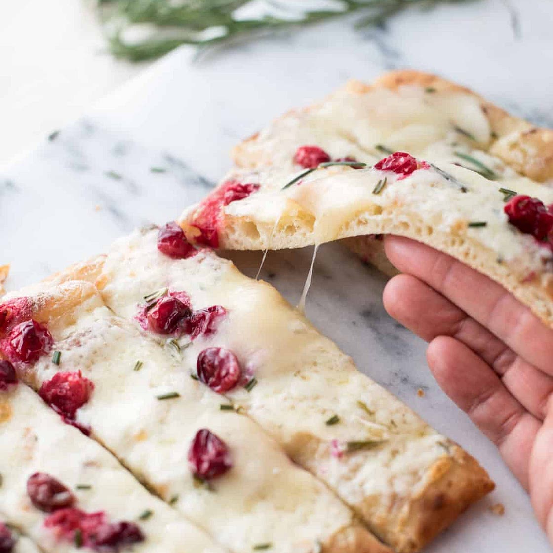 Quick + Creamy Cranberry Brie Flatbread