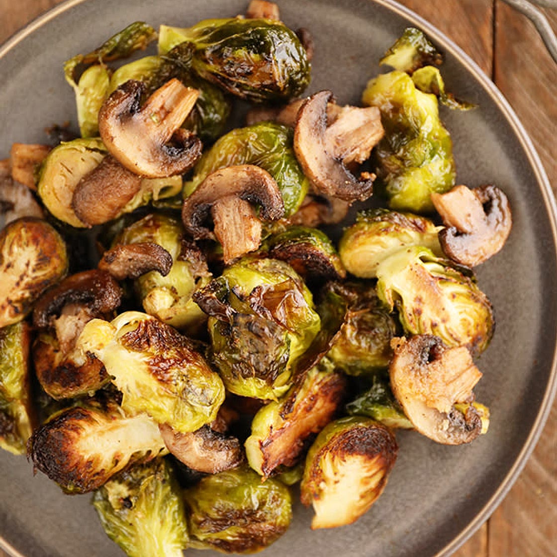 Roasted Brussels Sprouts with Mushrooms