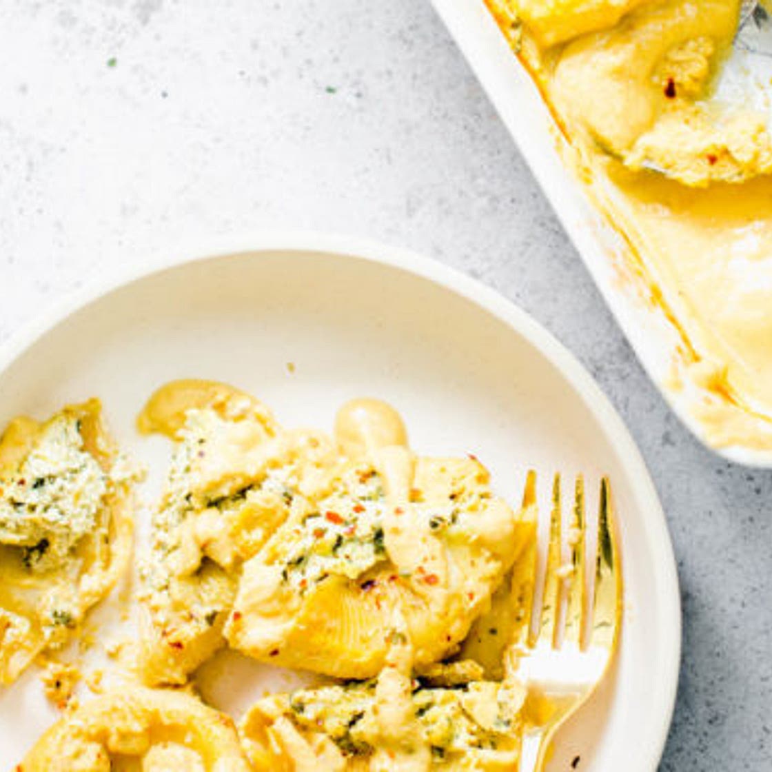 Vegan Stuffed Shells with Butternut Alfredo
