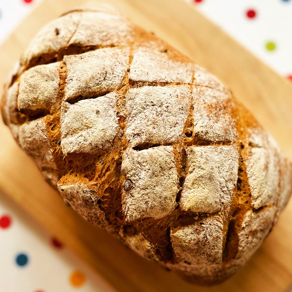 Lou's Crunchy Seeded Homemade Brown Bread (with help from bread machine!)