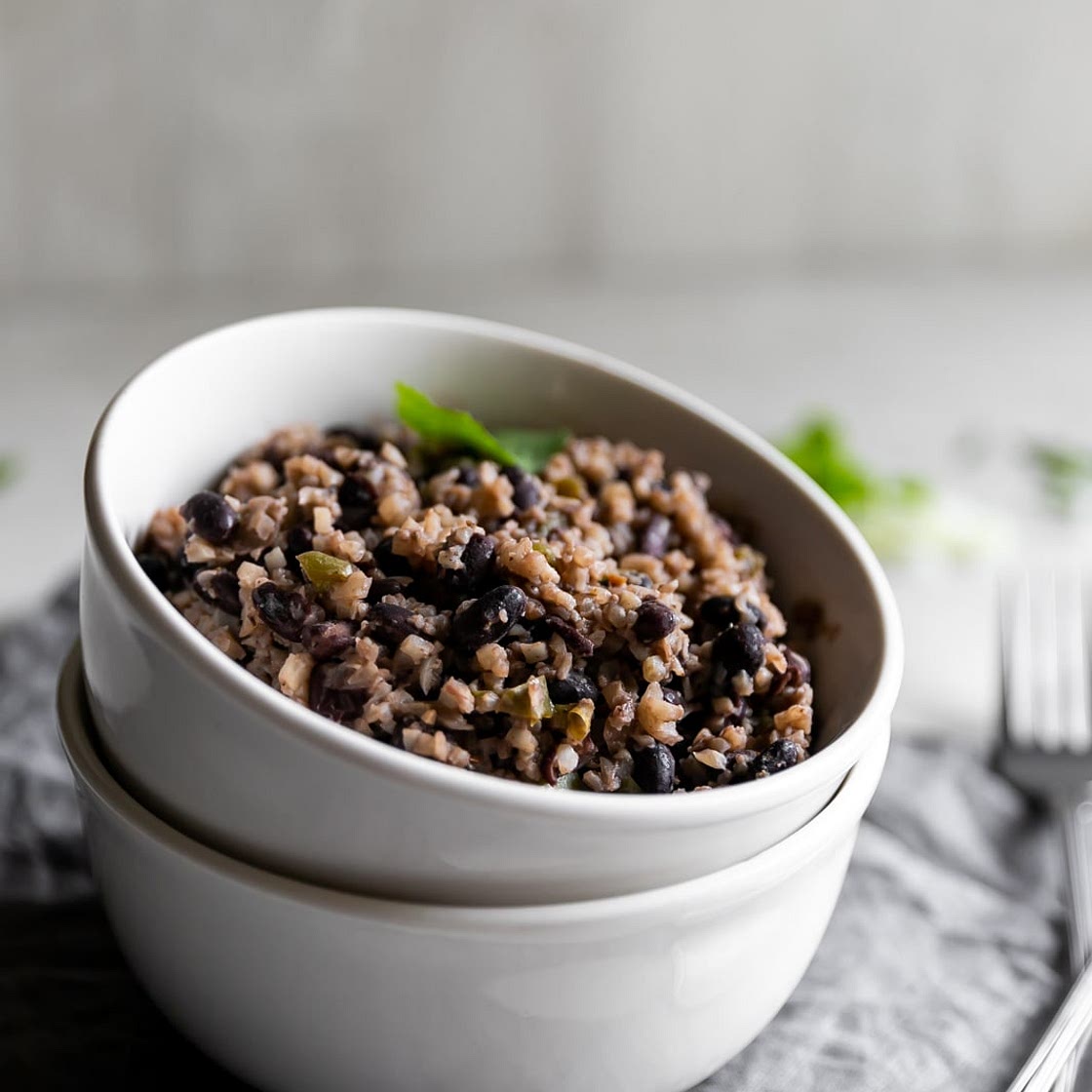 Cauliflower Congri (Cuban-Style Black Beans + Cauliflower Rice)