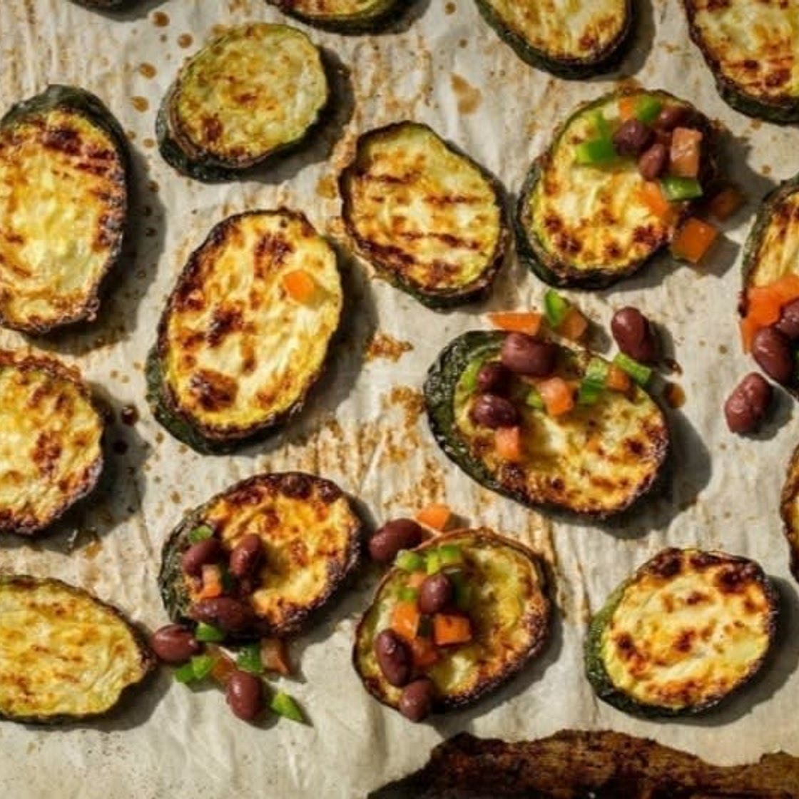 Baked Parmesan Zucchini with Black Bean Salsa