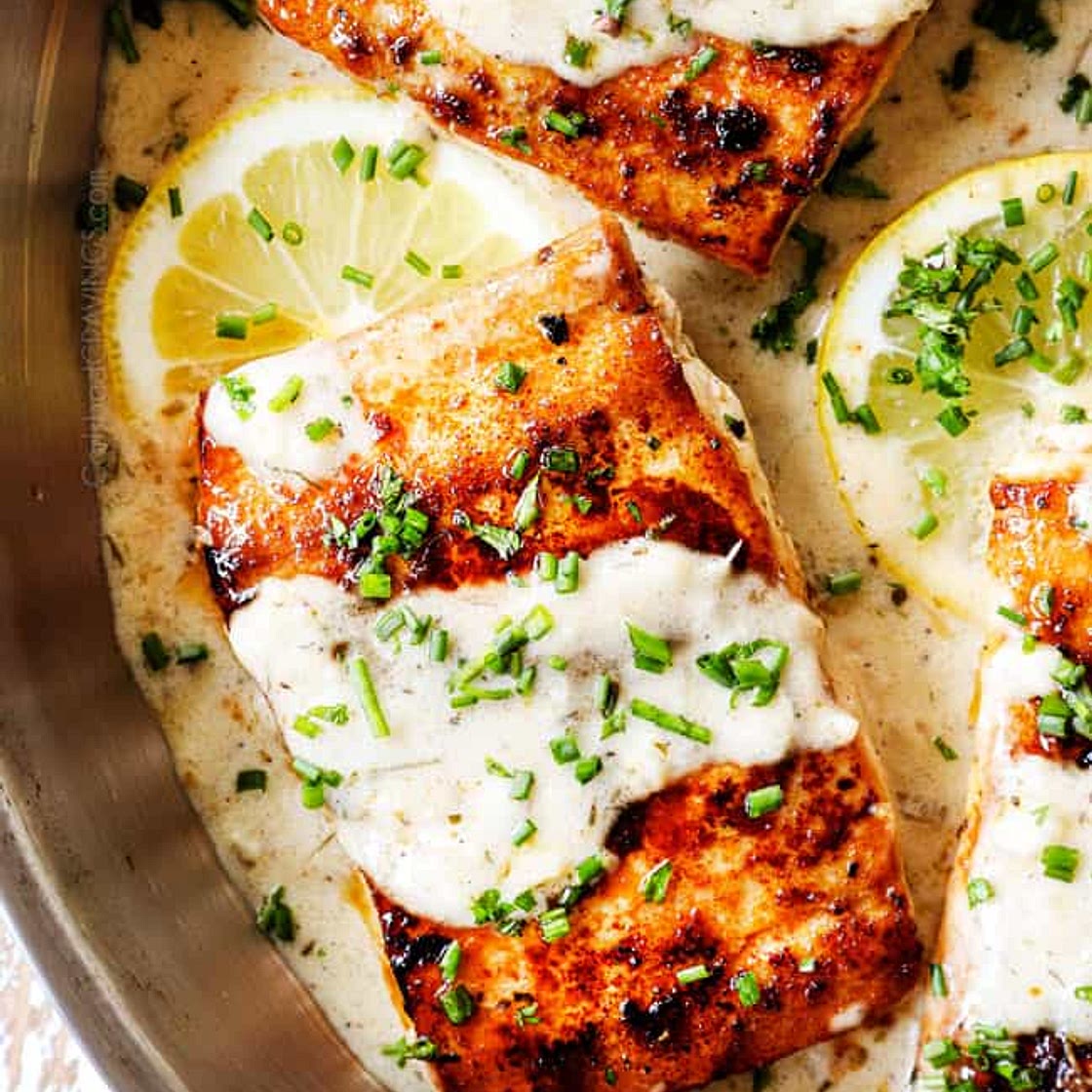 Mahi in Lemon Garlic Cream Sauce