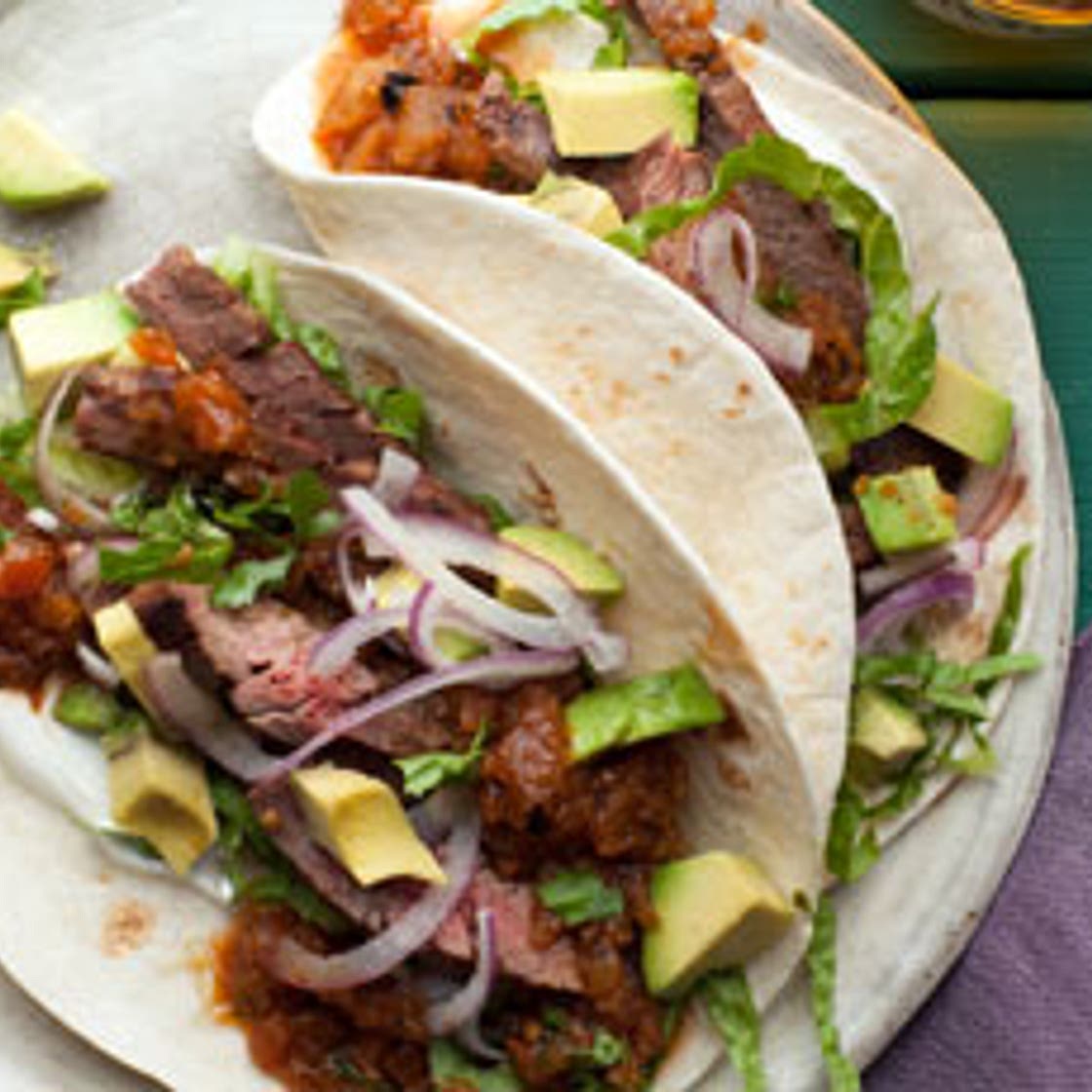 Skirt Steak Tacos with Roasted Tomato Salsa