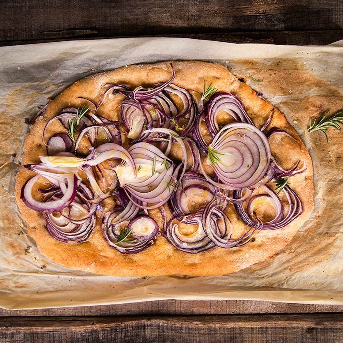 Caramelised Onion Focaccia Bread Recipe| Schwartz