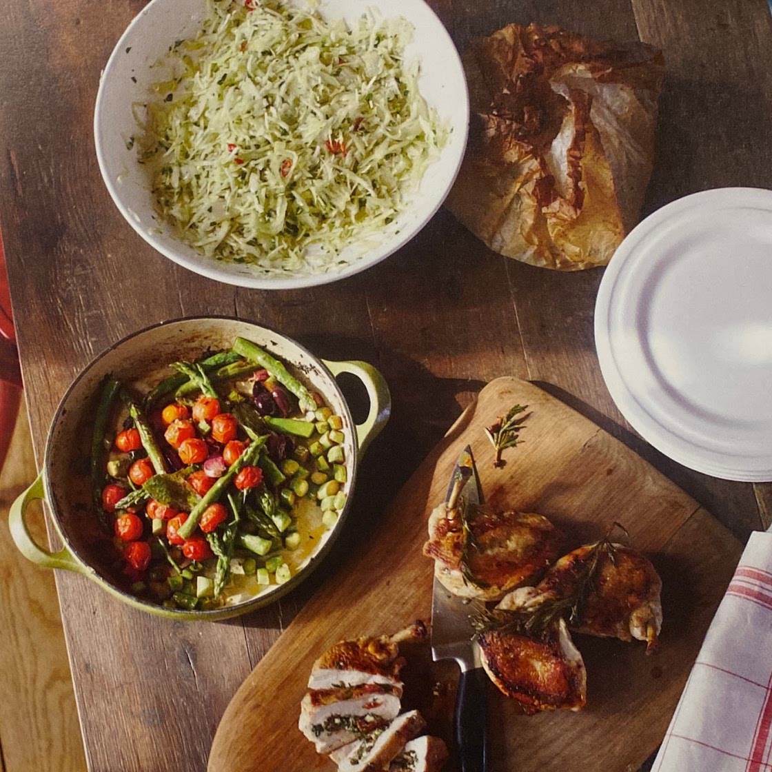 Stuffed Cypriot Chicken with Pan-fried Asparagus and Vine Tomatoes