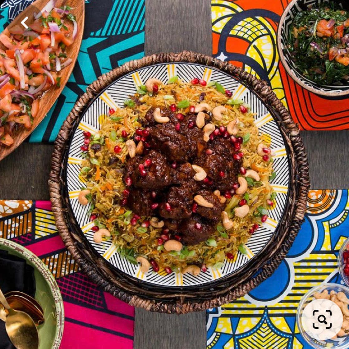 Wakandan Jeweled Vegetable Pilau With Berbere Braised Lamb
