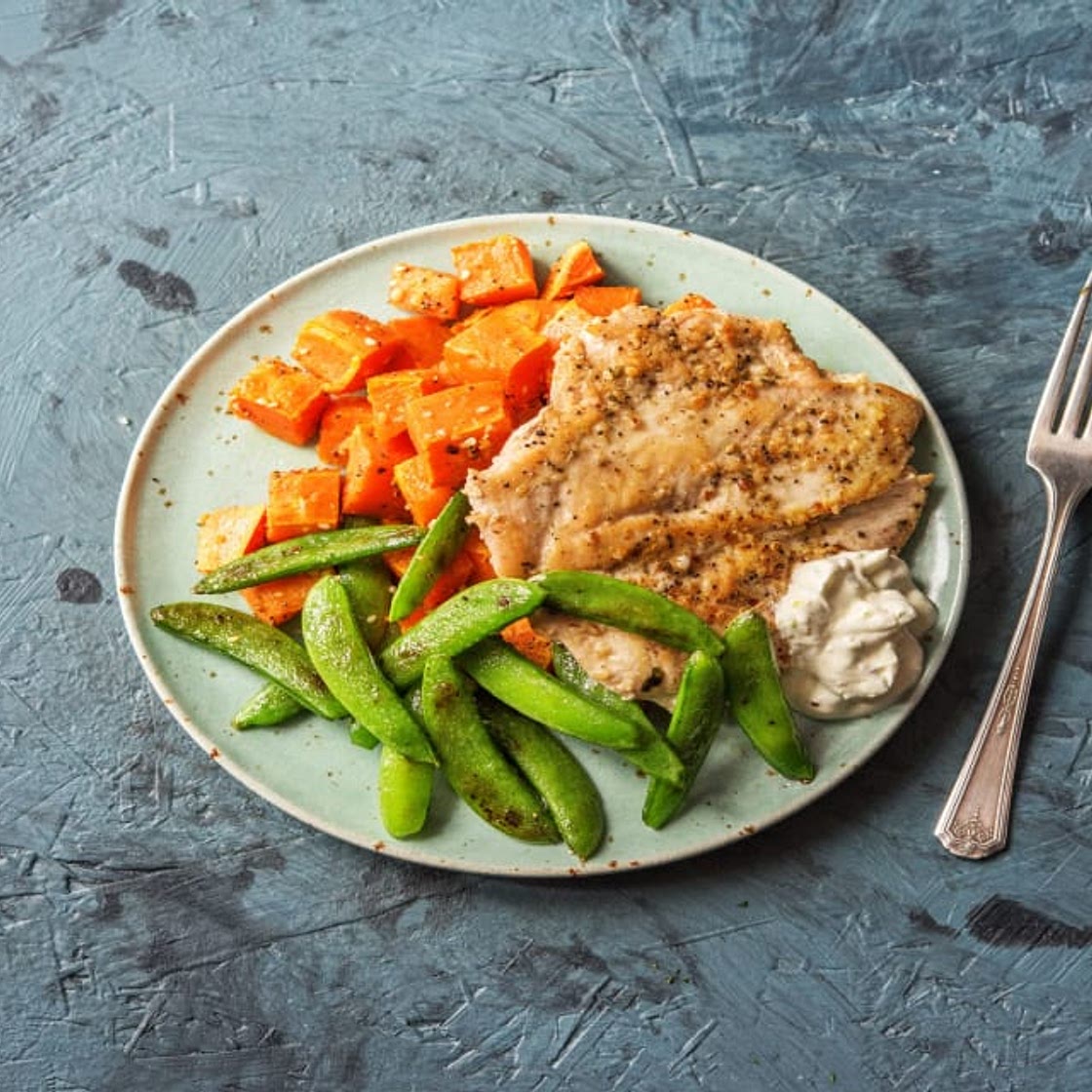 🇪🇬 Dukkah Chicken with Sweet Potatoes & Snap Peas
