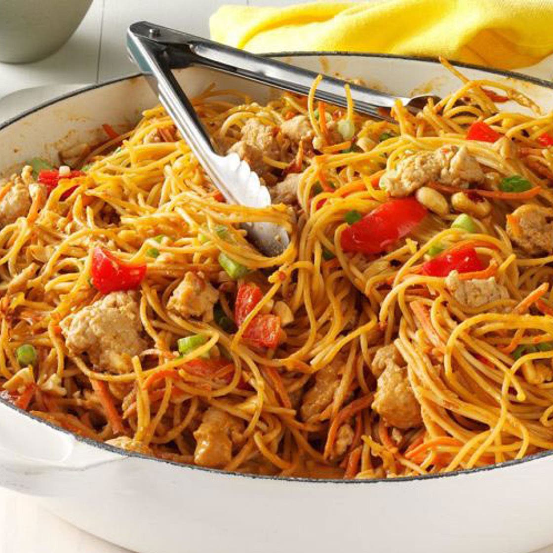 Nouilles chinoise façon thaï au poulet au thermomix - Cuisine Momix