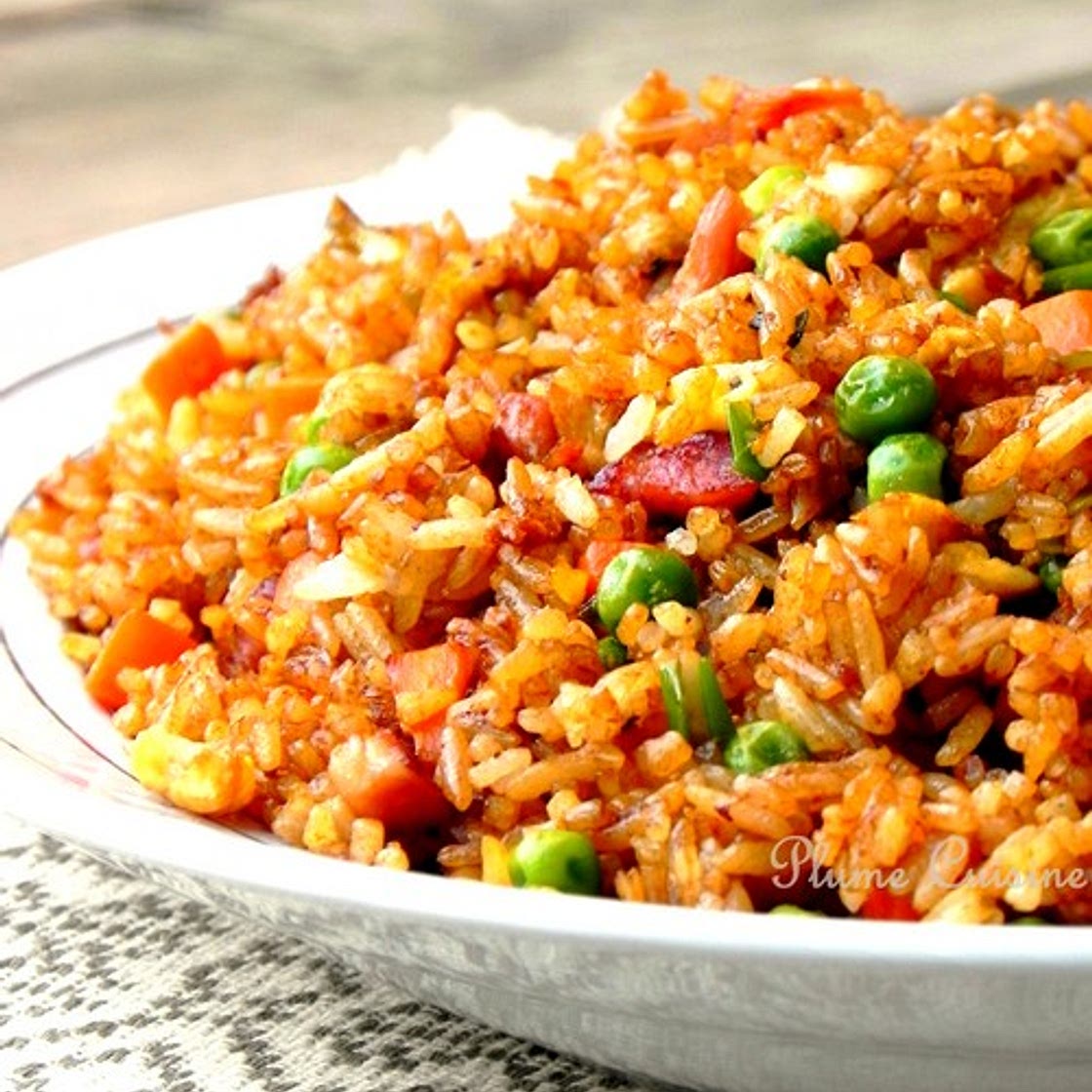 Riz cantonnais aux lardons